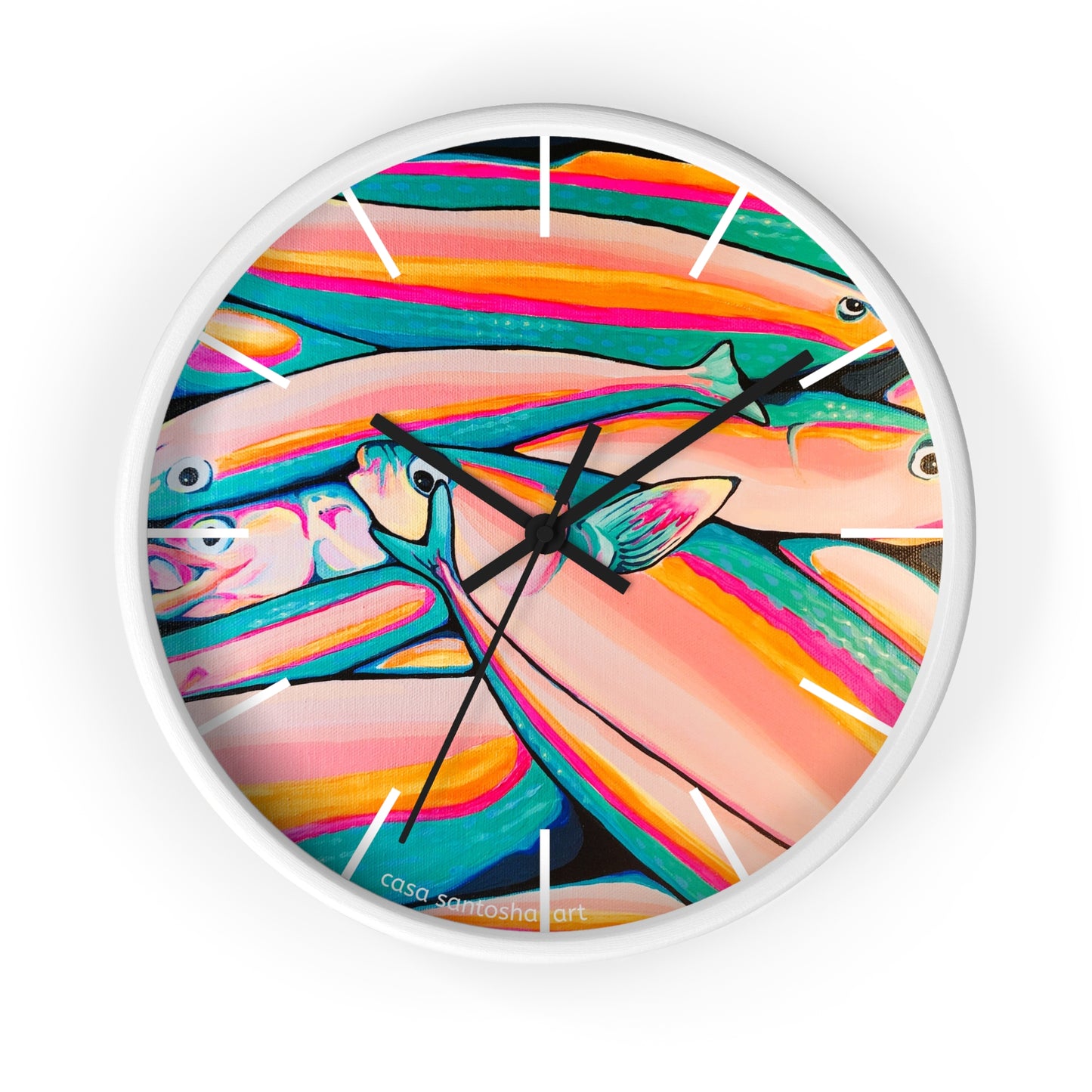 Neon Fish Pop Art Wall Clock
