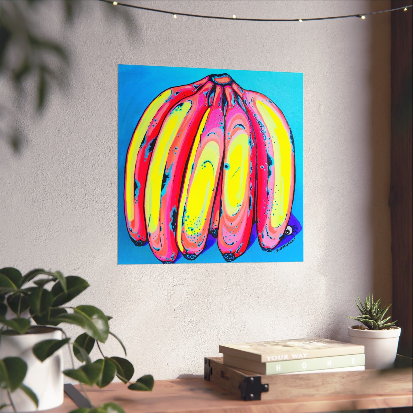Neon Fat Bananas Giclée Art Poster