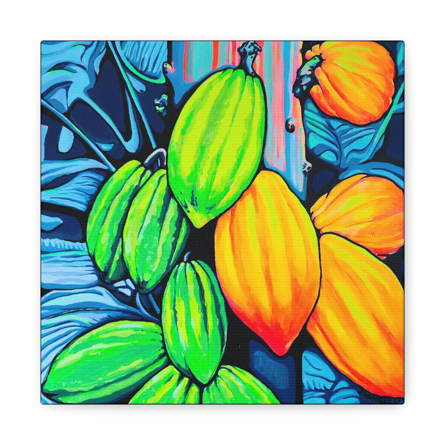 Neon Cacao Canvas Print, Original Artist Design, Home Decor, Wall Art