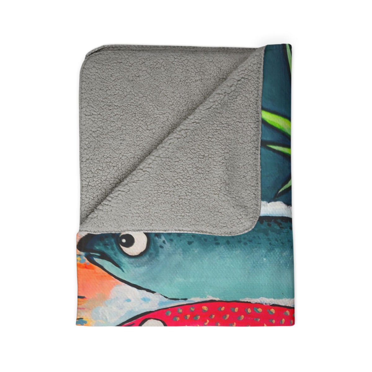 Neon Cabo Fish Market Fleece Sherpa Blanket
