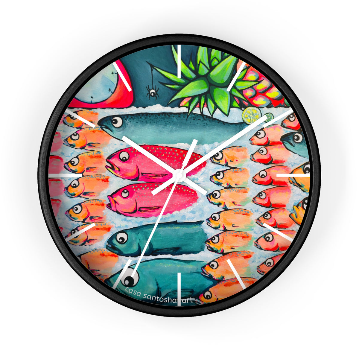 Neon Cabo Fish Market Pop Art Wall Clock