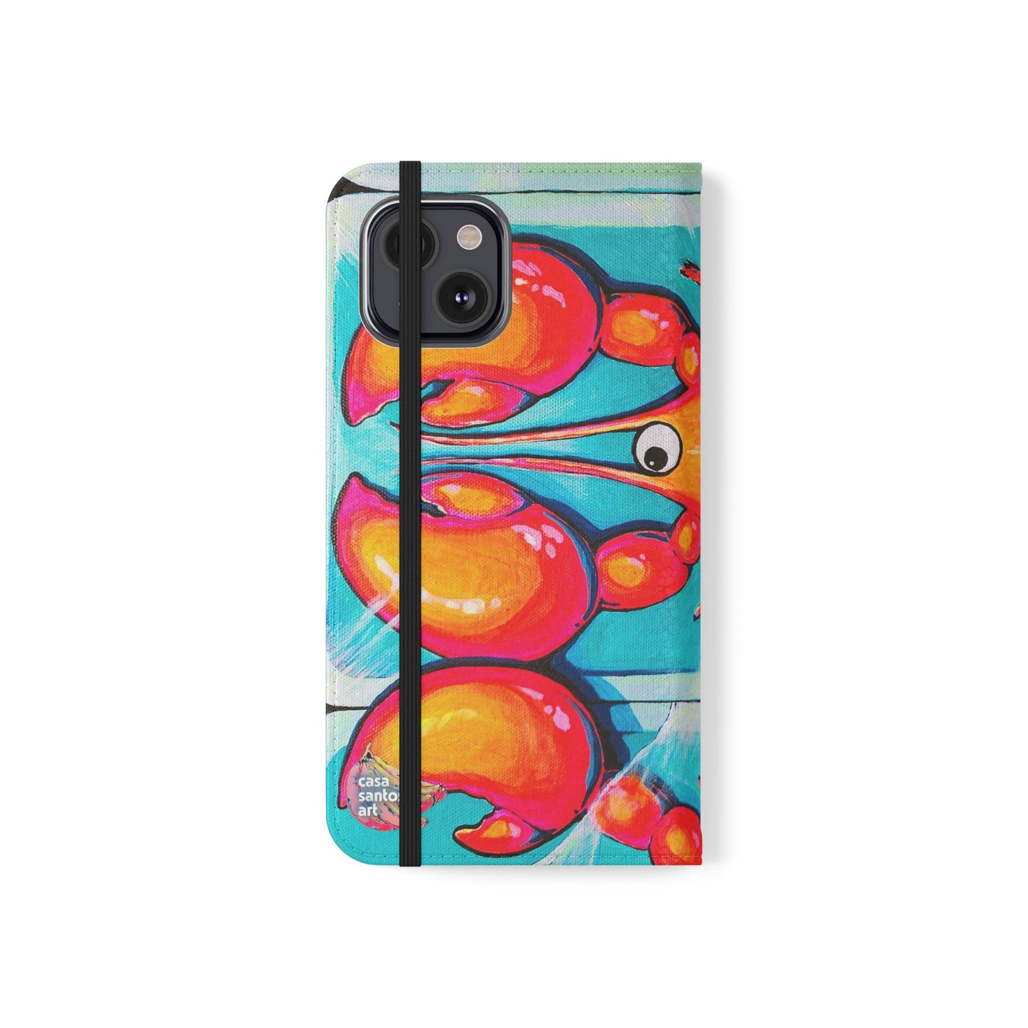 Neon Lobster Flip Phone Case – Wallet Cover with Card Slots