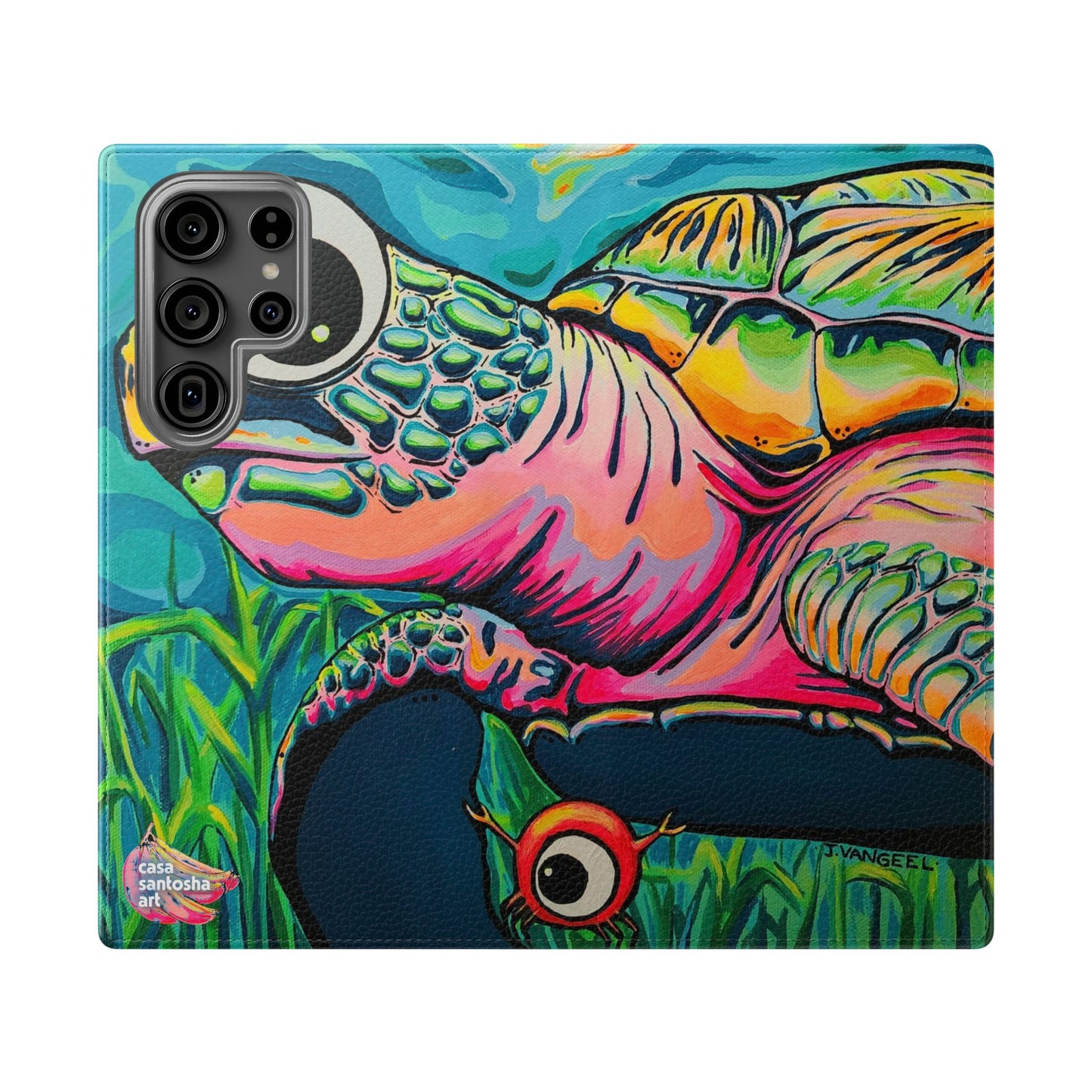 Cyclops Turtle Flip Phone Case – Wallet Cover with Card Slots
