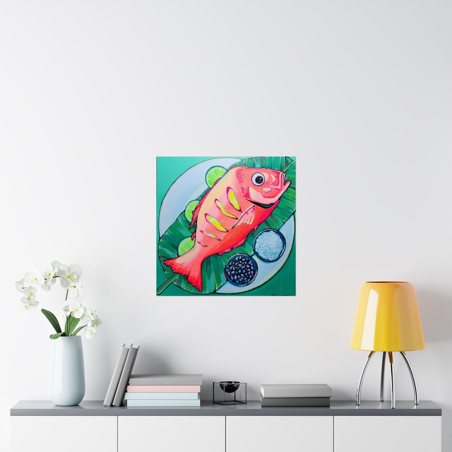 Neon Fried Fish Giclée Art Poster