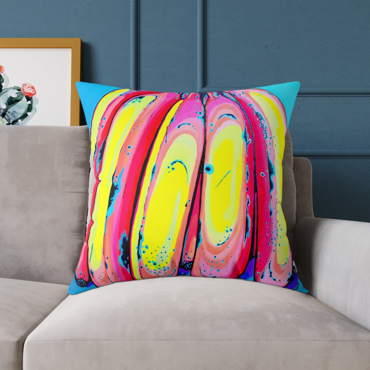 Neon Fat Bananas Art Canvas Decorative Pillow