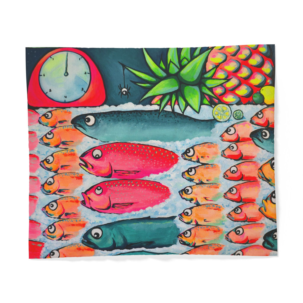 Neon Cabo Fish Market Duvet Cover