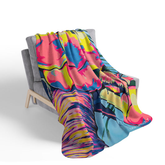 Neon Coconuts Fleece Sherpa Blanket