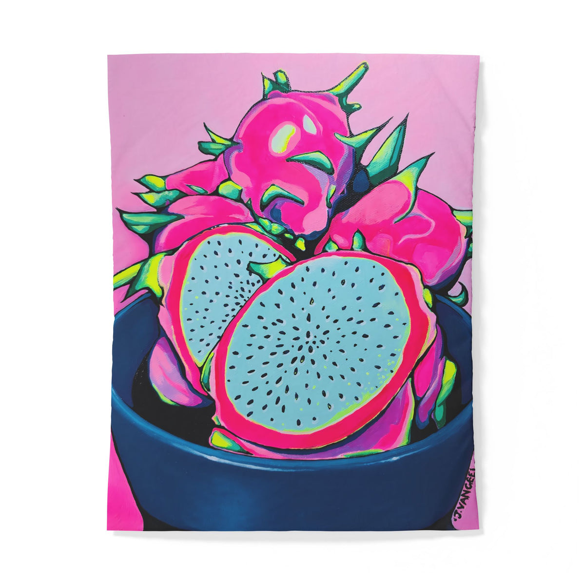 Neon Pink Dragon Fruit Duvet Cover