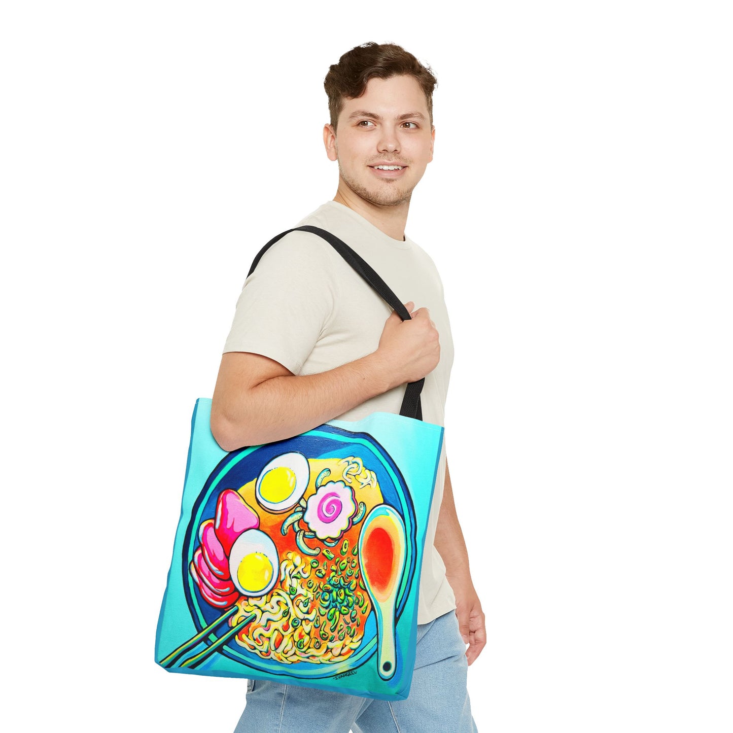 Premium Neon Ramen Tote Bag, Original Artist Design, Reusable Shopping Tote, Eco-Friendly