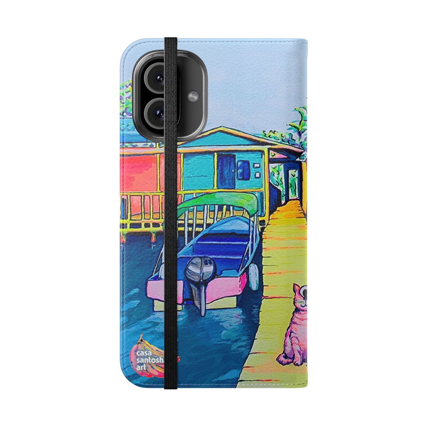 Cyclops Cat and Dog in Bocas Flip Phone Case – Wallet Cover with Card Slots