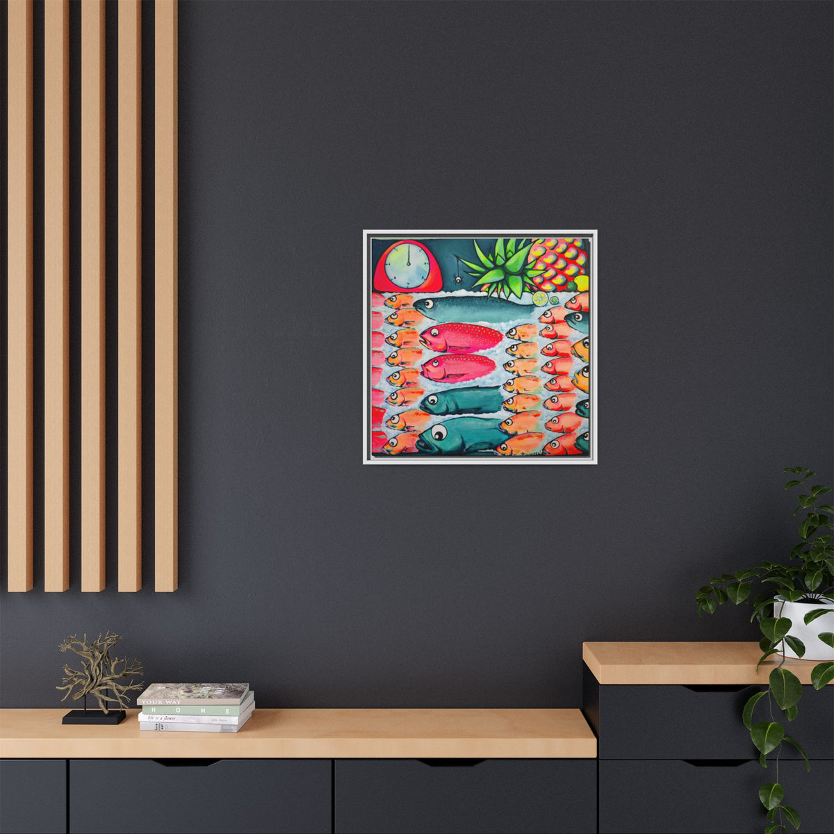 Framed Neon Cabo Fish Market Canvas Wall Art