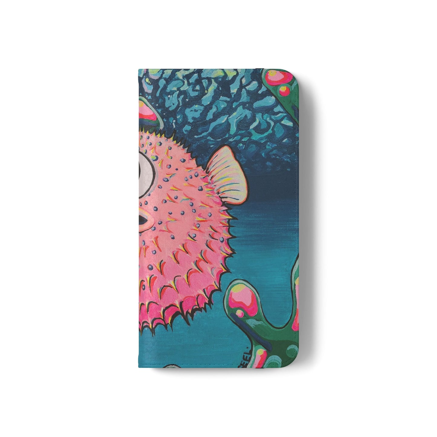 Cyclops Pufferfish Flip Phone Case – Wallet Cover with Card Slots