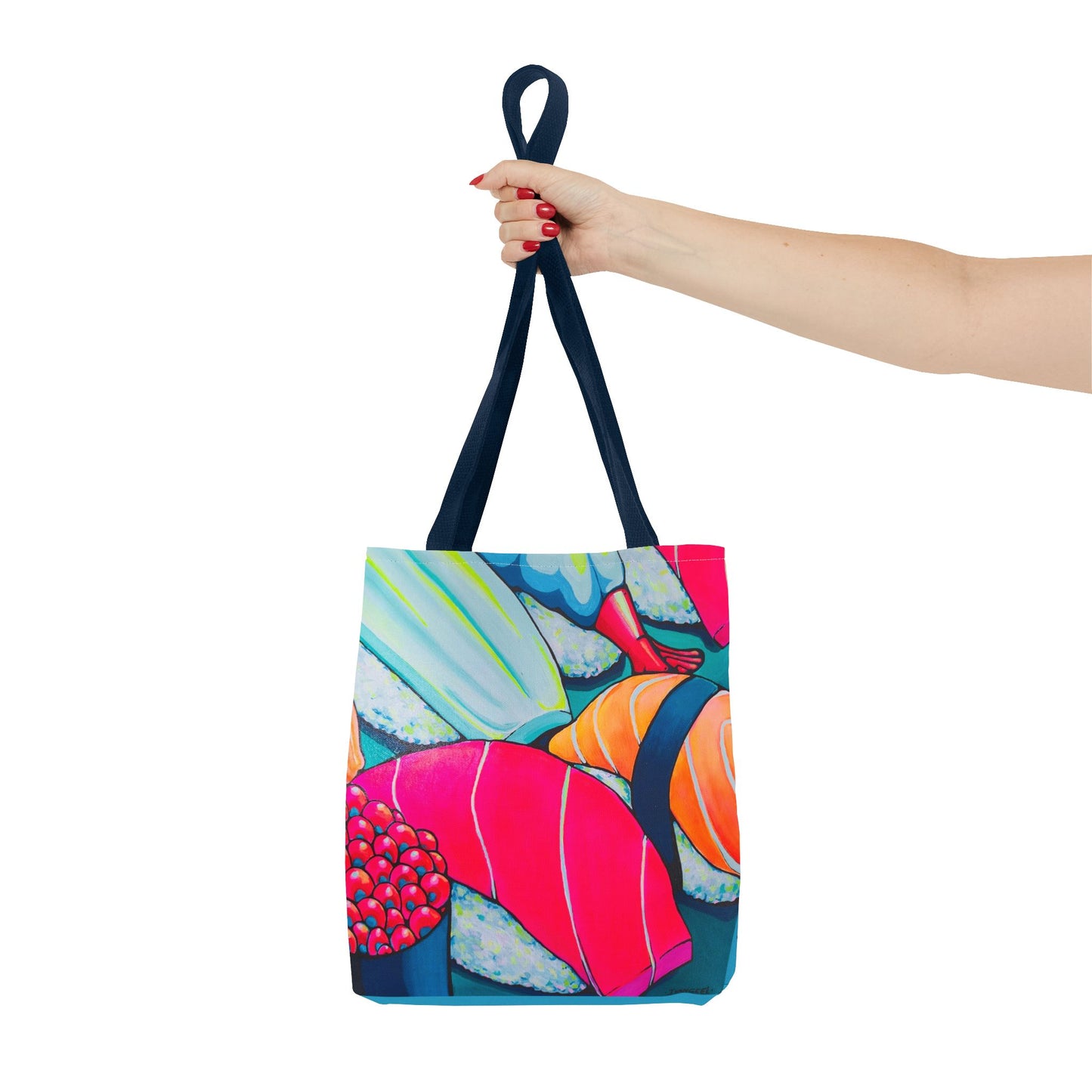 Premium Neon Sushi Tote Bag, Original Artist Design, Reusable Shopping Tote, Eco-Friendly