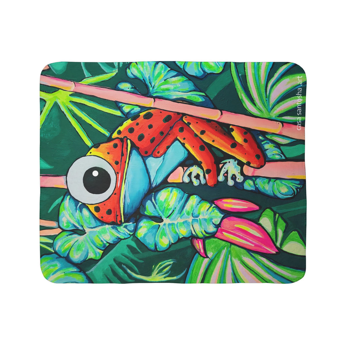 Cyclops Red Frog Fleece Sherpa Blanket
