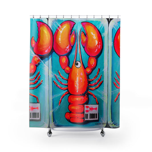 Neon Lobster Pop Art Shower Curtain
