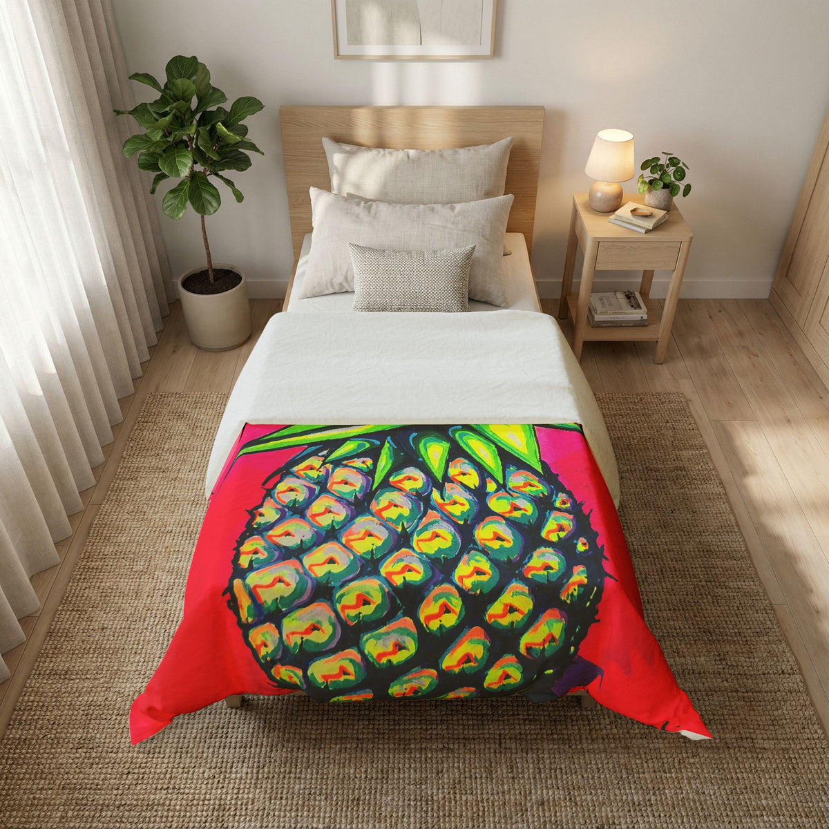 Neon Pineapple Duvet Cover