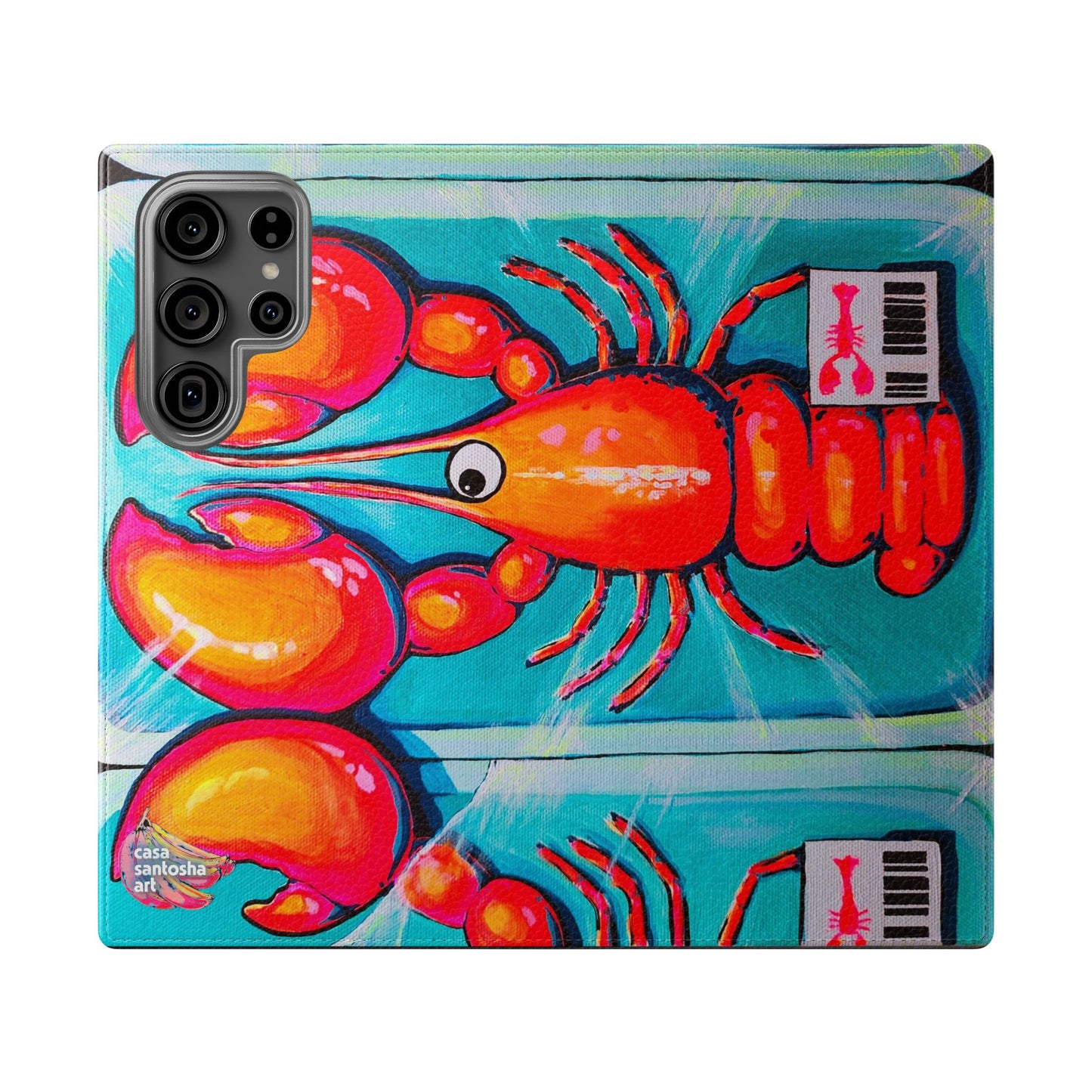 Neon Lobster Flip Phone Case – Wallet Cover with Card Slots