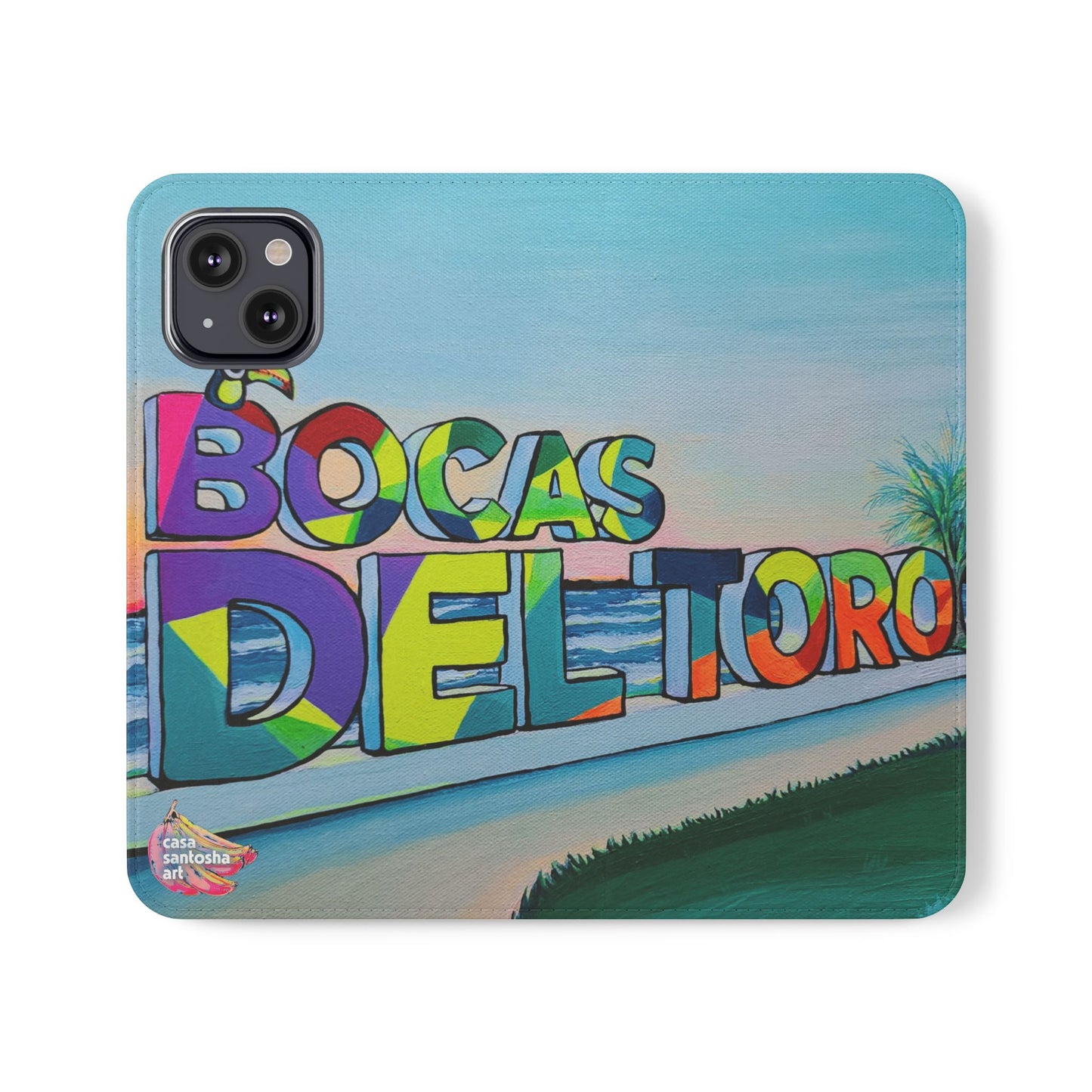 Bocas Del Toro Sign Flip Phone Case – Wallet Cover with Card Slots