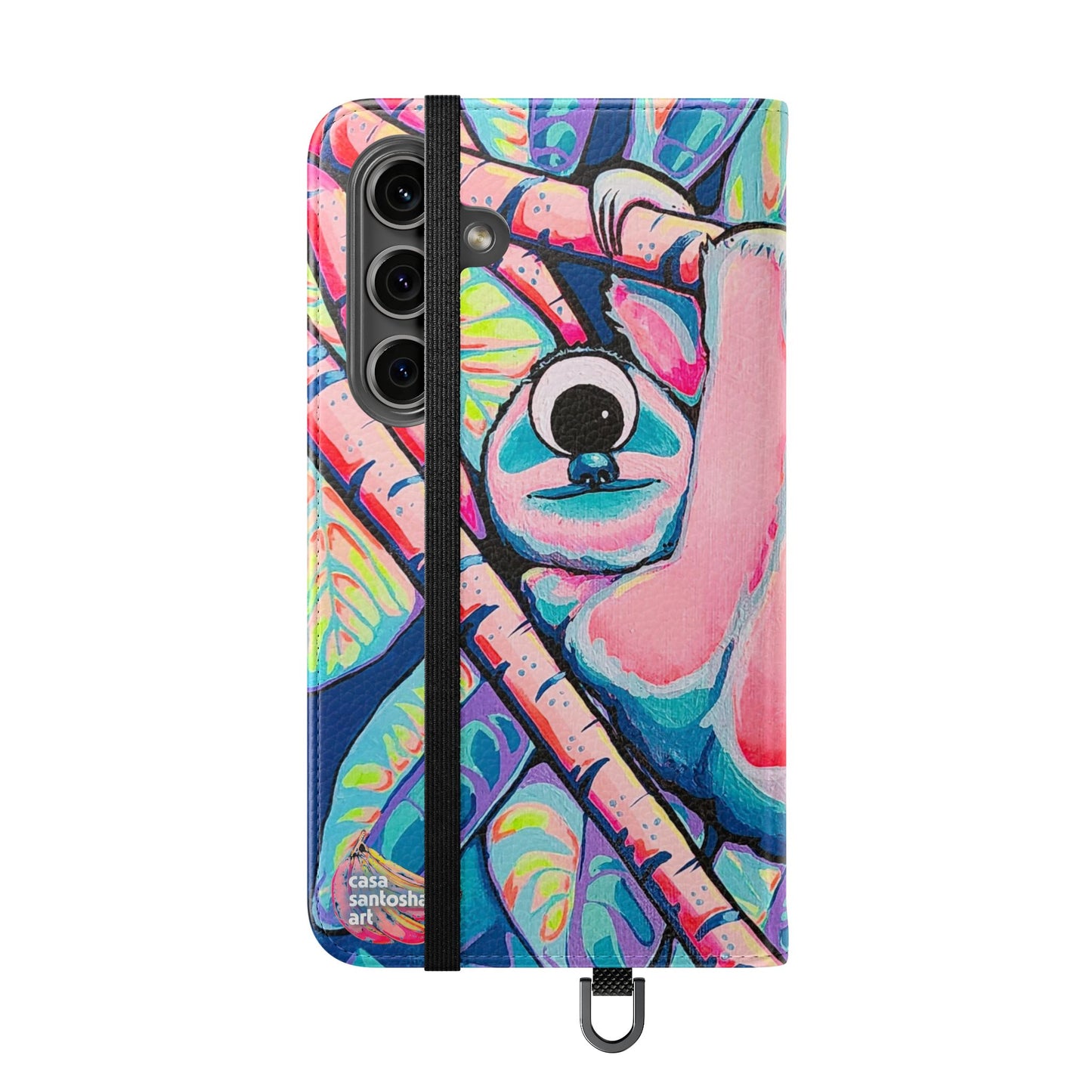 Cyclops Sloth Flip Phone Case – Wallet Cover with Card Slots
