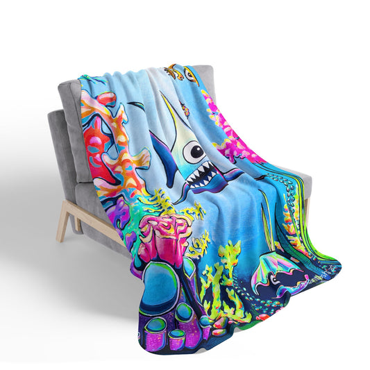 Cyclops Shark Fleece Sherpa Blanket