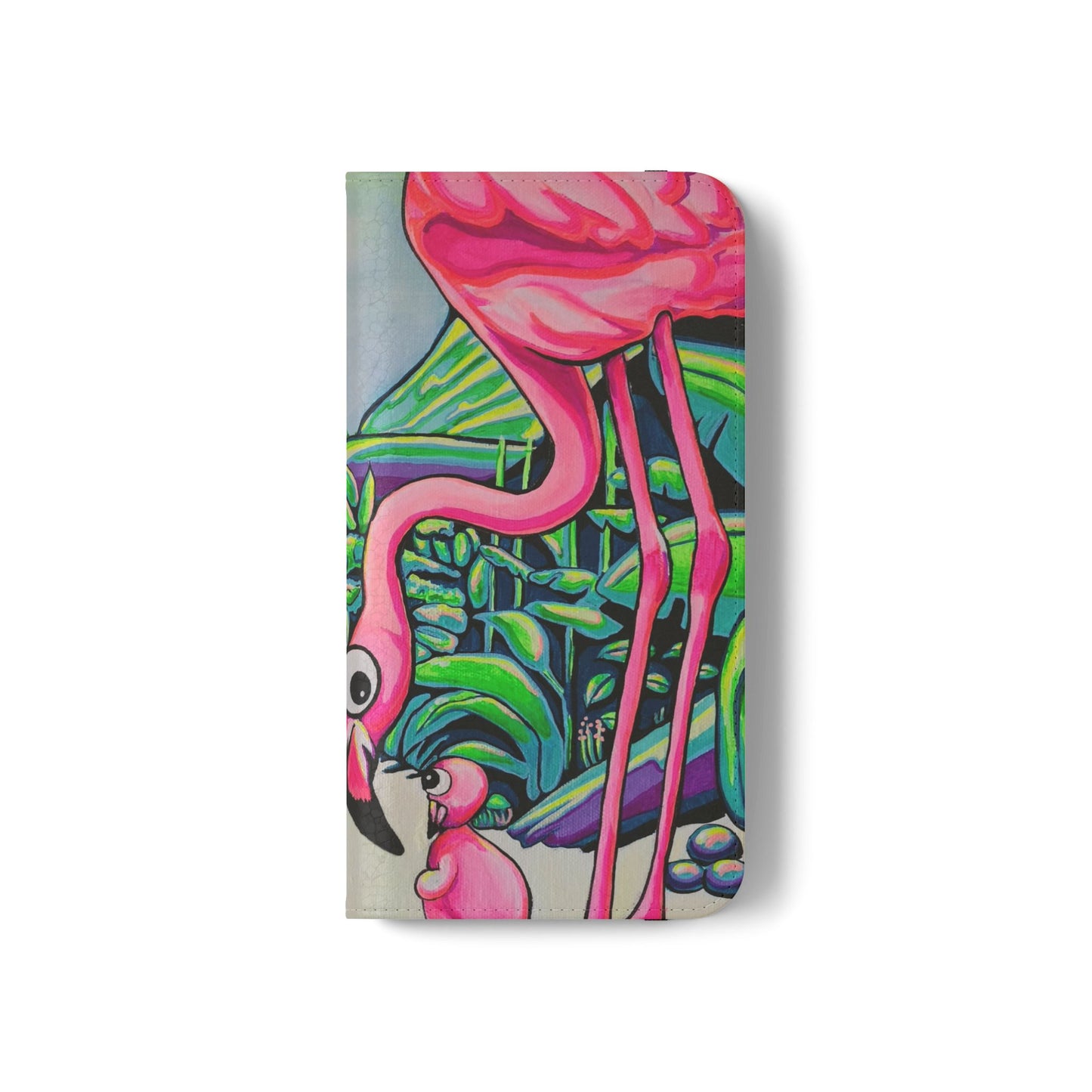 Cyclops Flamingo Family Flip Phone Case – Wallet Cover with Card Slots