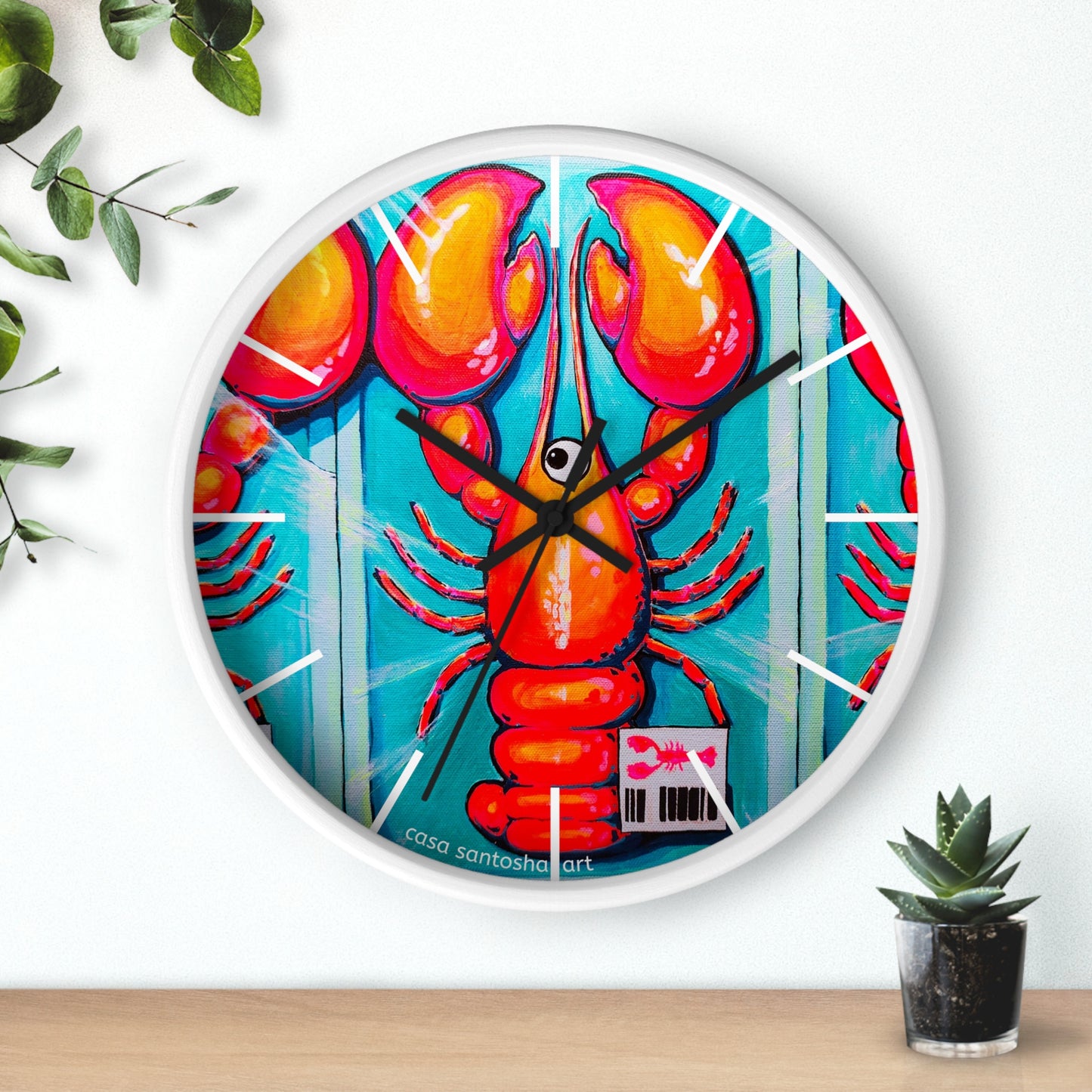 Fresh Neon Lobster Pop Art Wall Clock