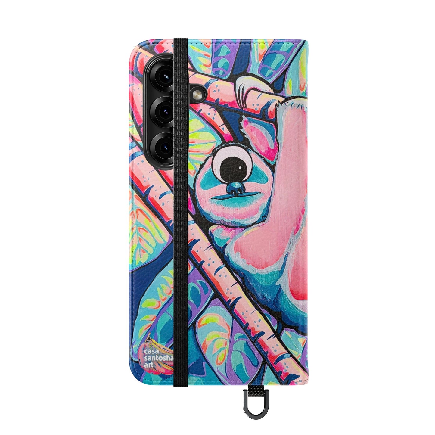 Cyclops Sloth Flip Phone Case – Wallet Cover with Card Slots