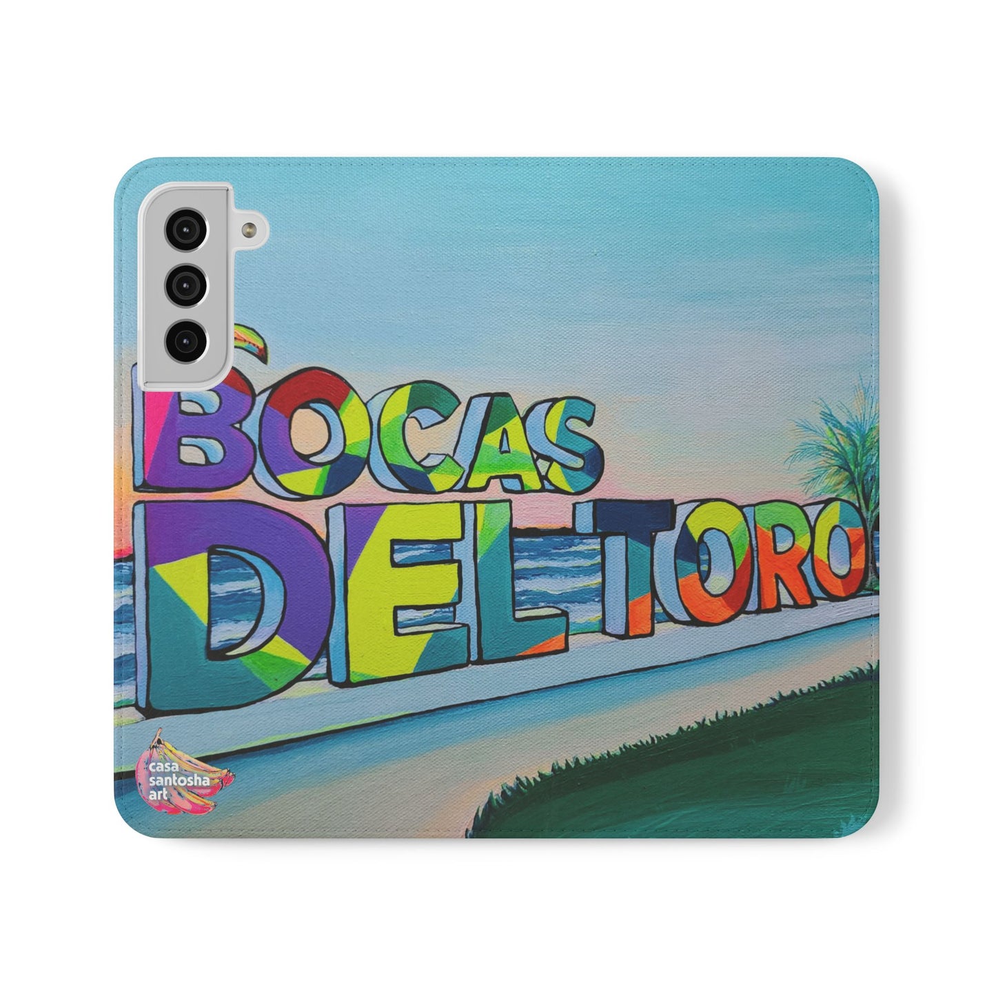 Bocas Del Toro Sign Flip Phone Case – Wallet Cover with Card Slots