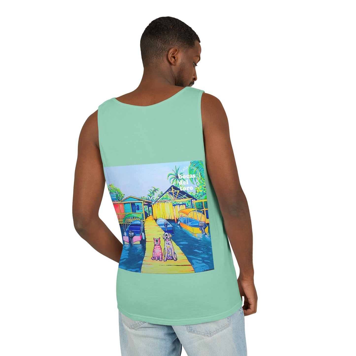 Unisex Cyclops Cat and Dog in Bocas Tank Top - Perfect for Summer Vibes