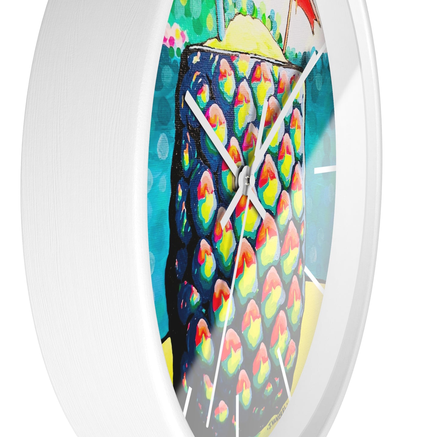 Neon Piña Colada Pop Art Wall Clock