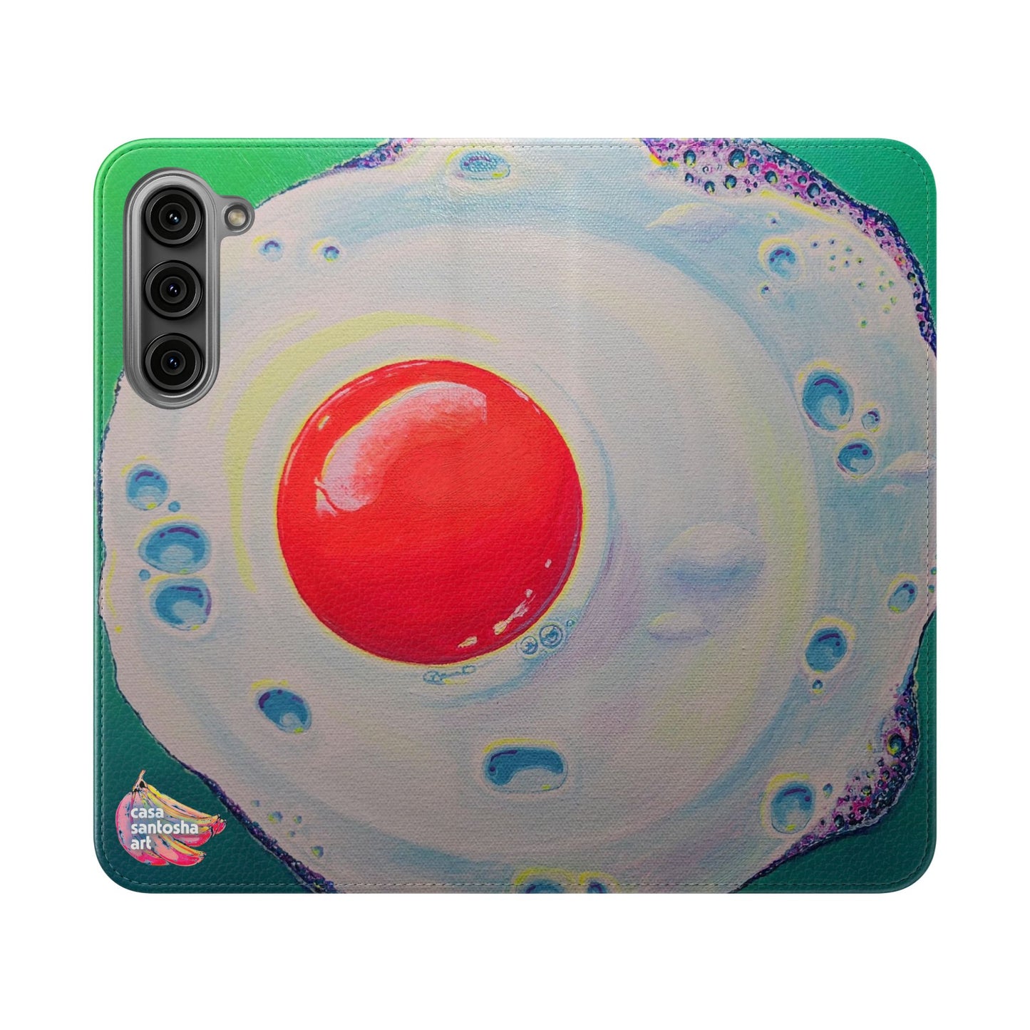 Neon Fried Egg Flip Phone Case – Wallet Cover with Card Slots