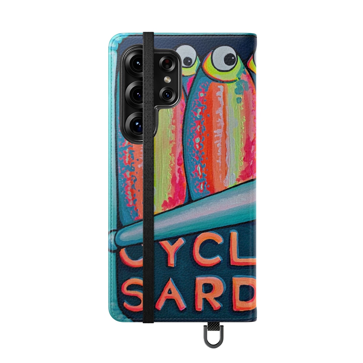 Neon Sardines Flip Phone Case – Wallet Cover with Card Slots