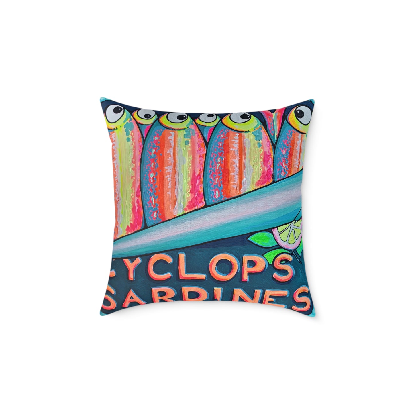 Neon Sardines Art Canvas Decorative Pillow
