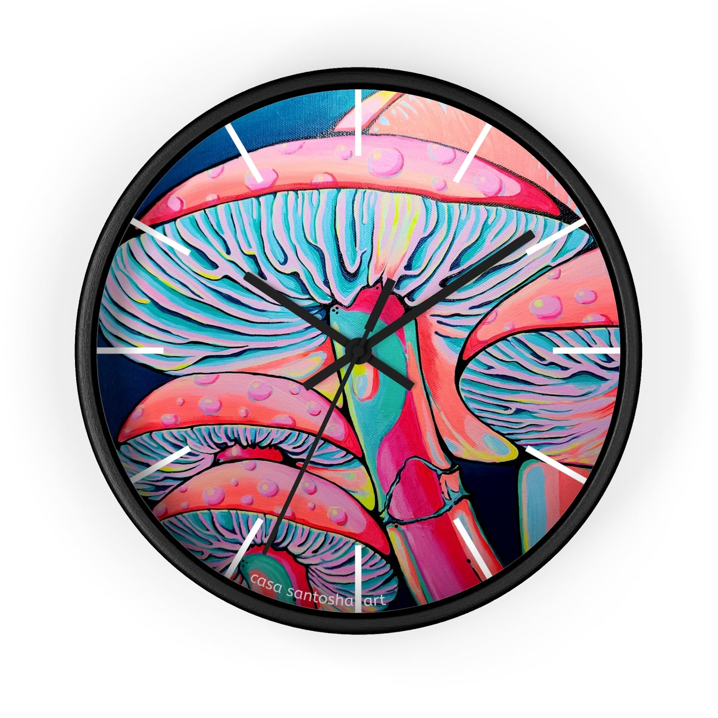 Trippy Mushrooms Pop Art Wall Clock