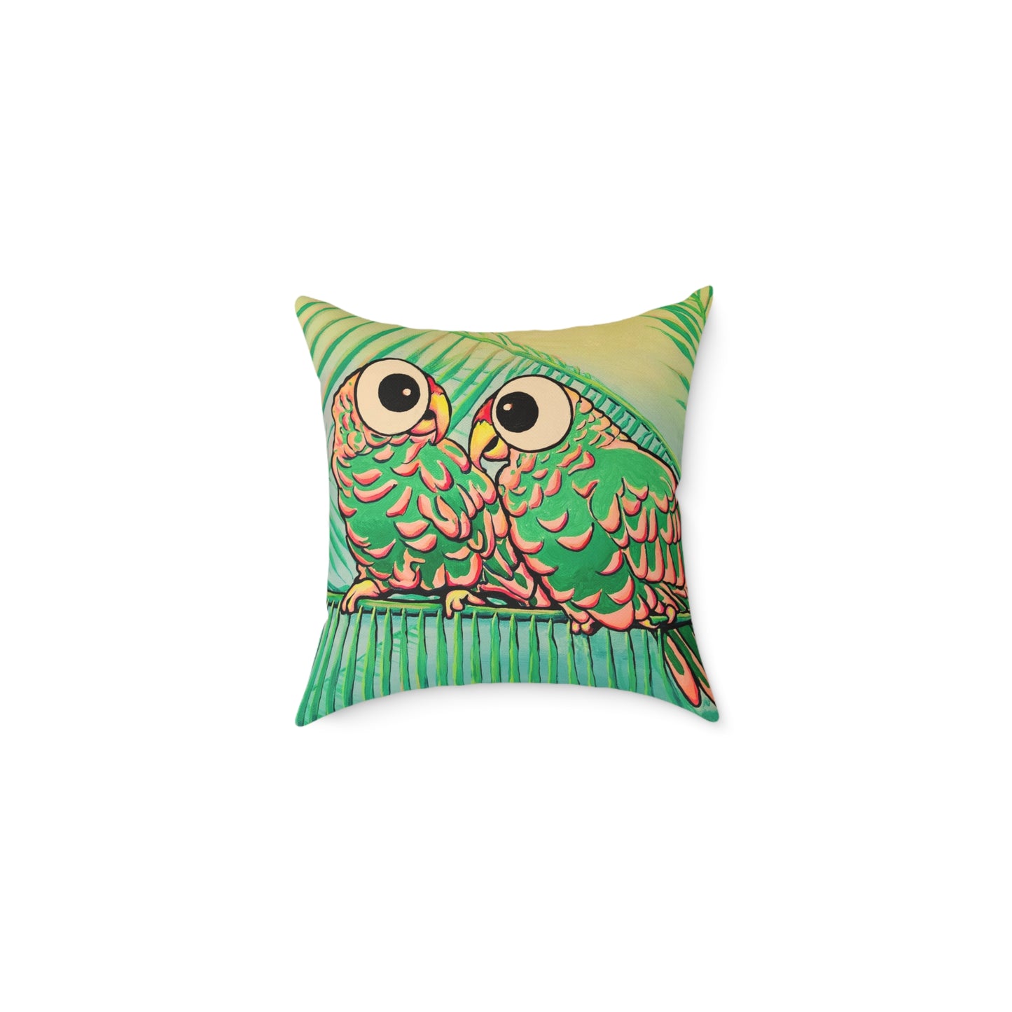 Chatty Cyclops Parrots Art Canvas Decorative Pillow