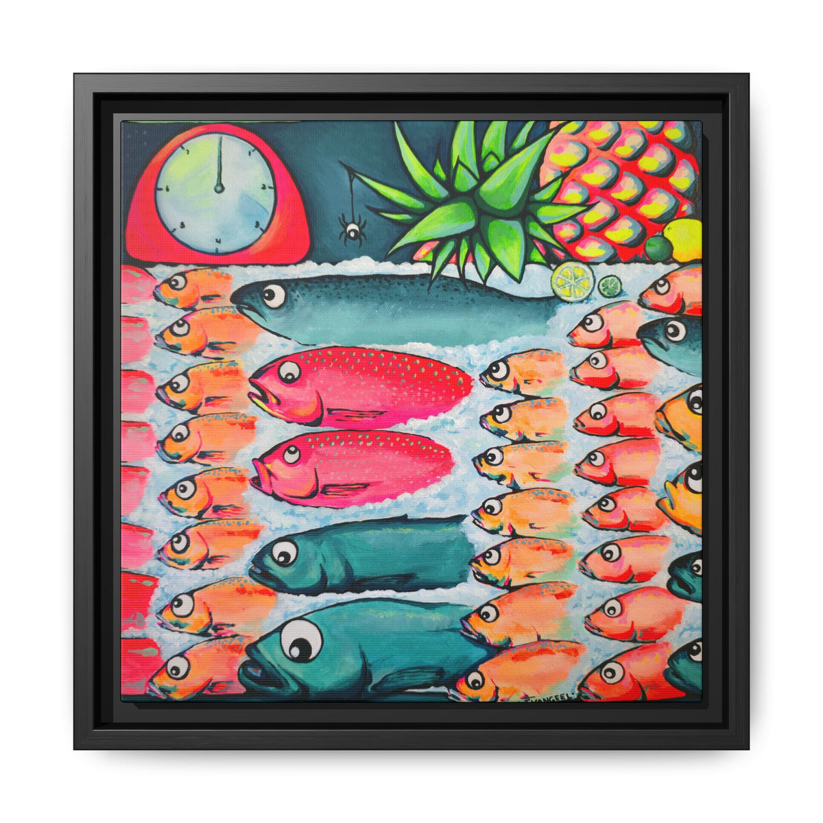 Framed Neon Cabo Fish Market Canvas Wall Art