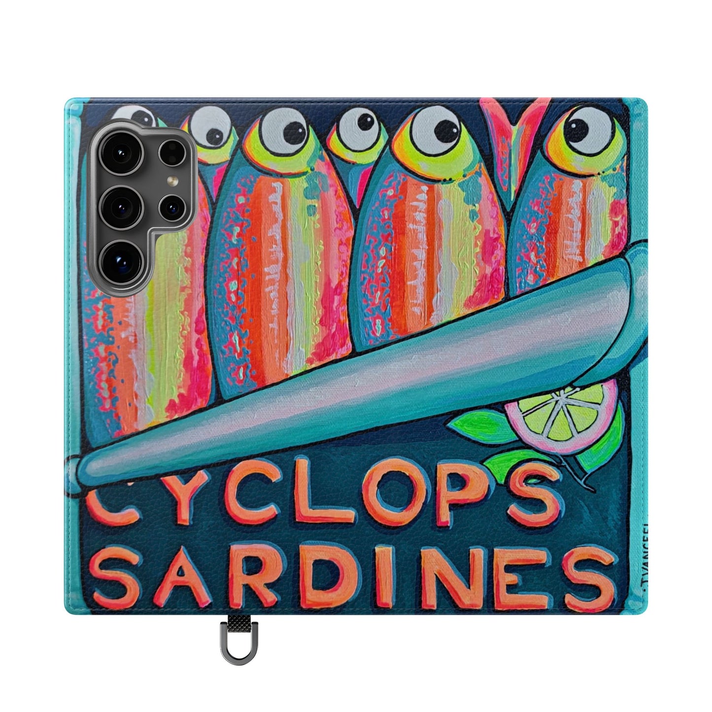 Neon Sardines Flip Phone Case – Wallet Cover with Card Slots