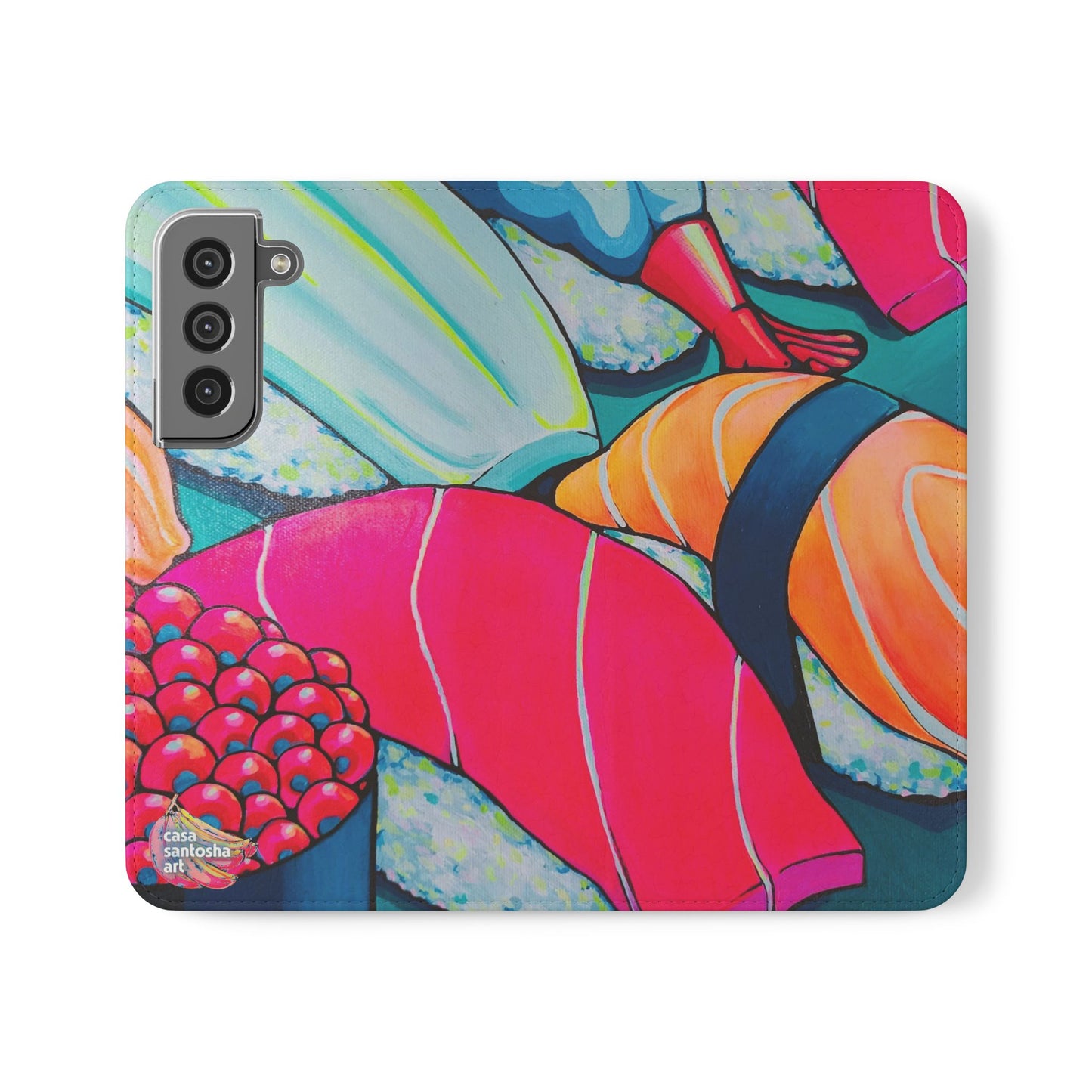 Neon Sushi Flip Phone Case – Wallet Cover with Card Slots