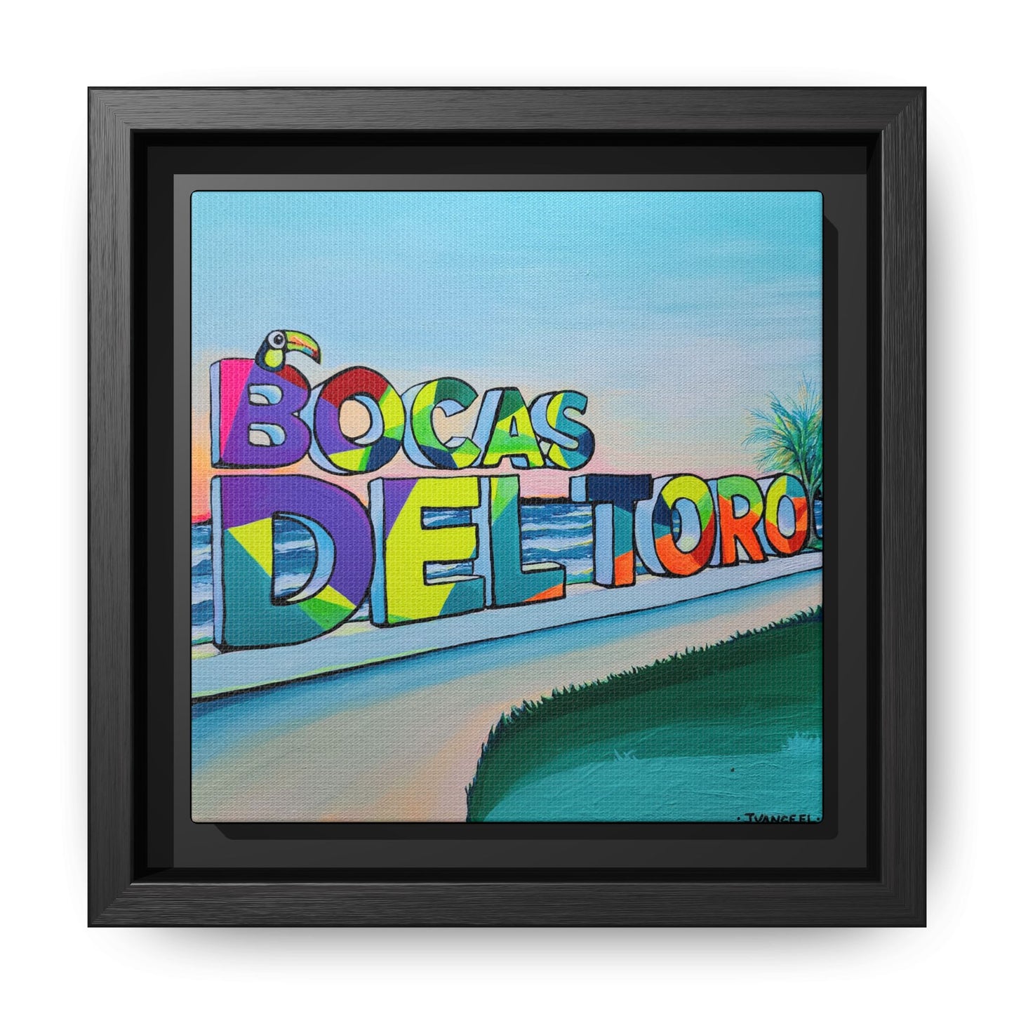 Framed Bocas Del Toro Sign Canvas Print