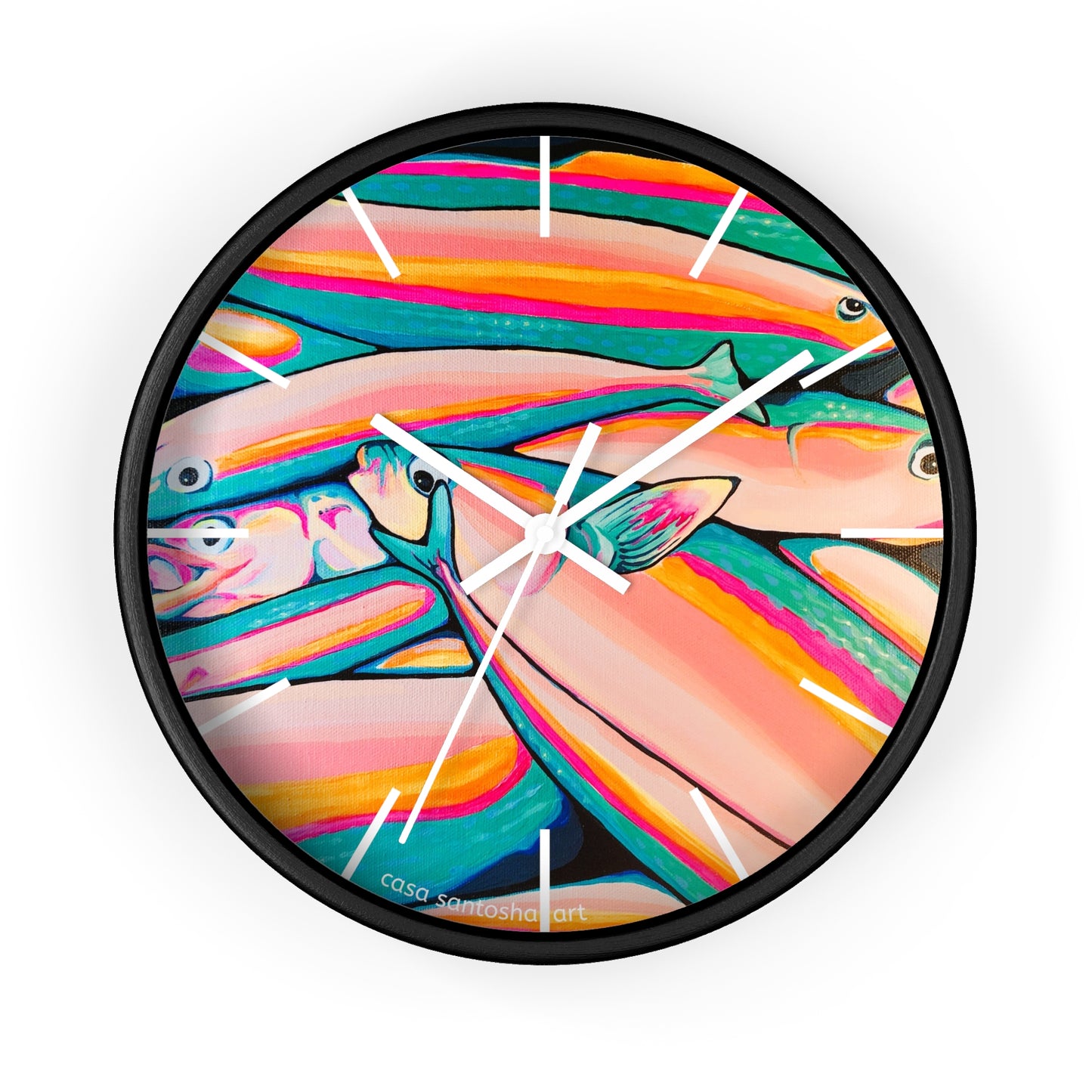 Neon Fish Pop Art Wall Clock