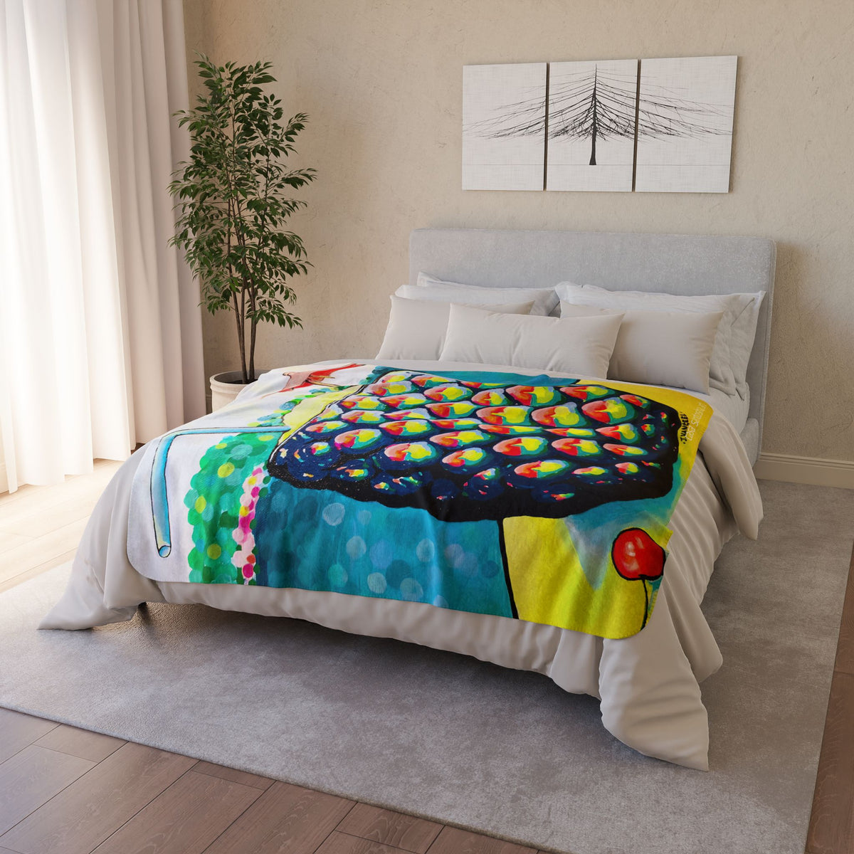 Neon Piña Colada Fleece Sherpa Blanket