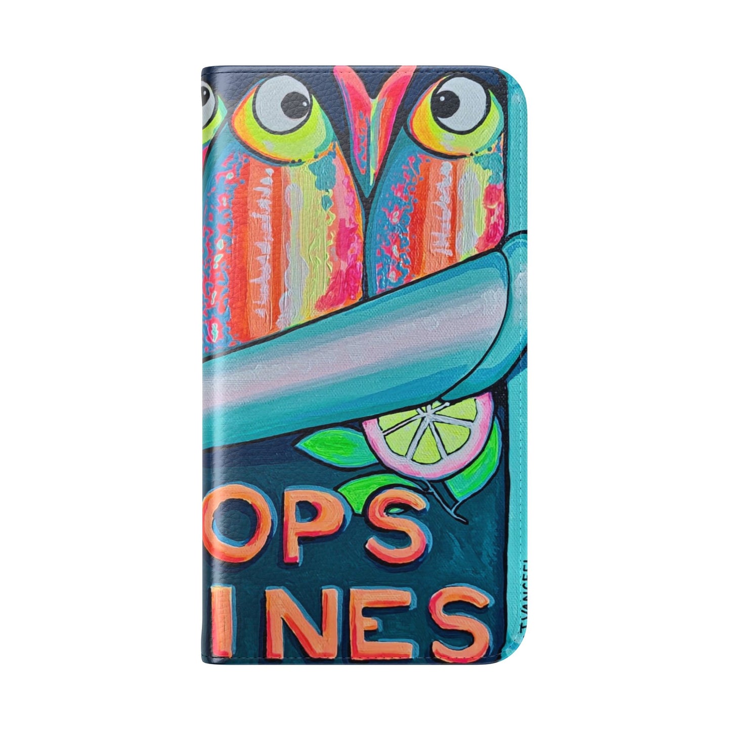 Neon Sardines Flip Phone Case – Wallet Cover with Card Slots