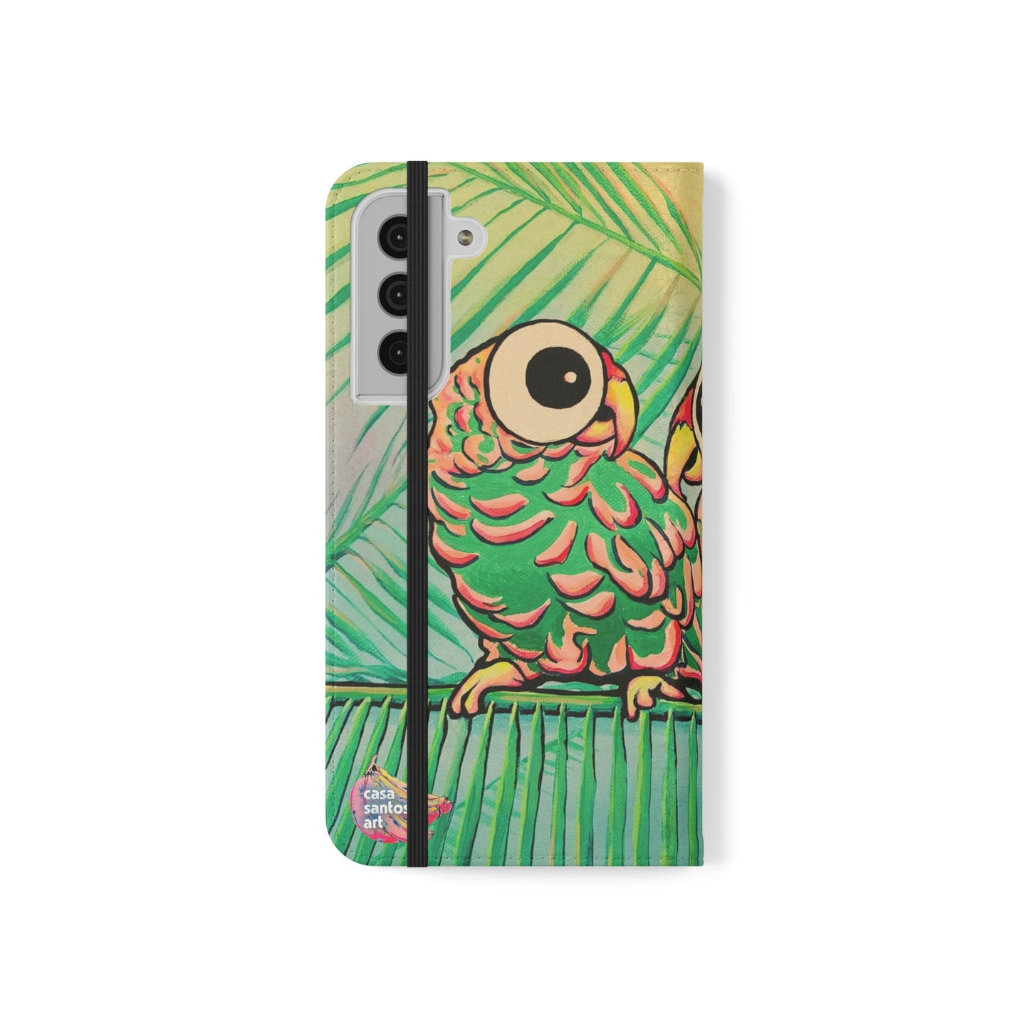 Chatty Cyclops Parrots Flip Phone Case – Wallet Cover with Card Slots
