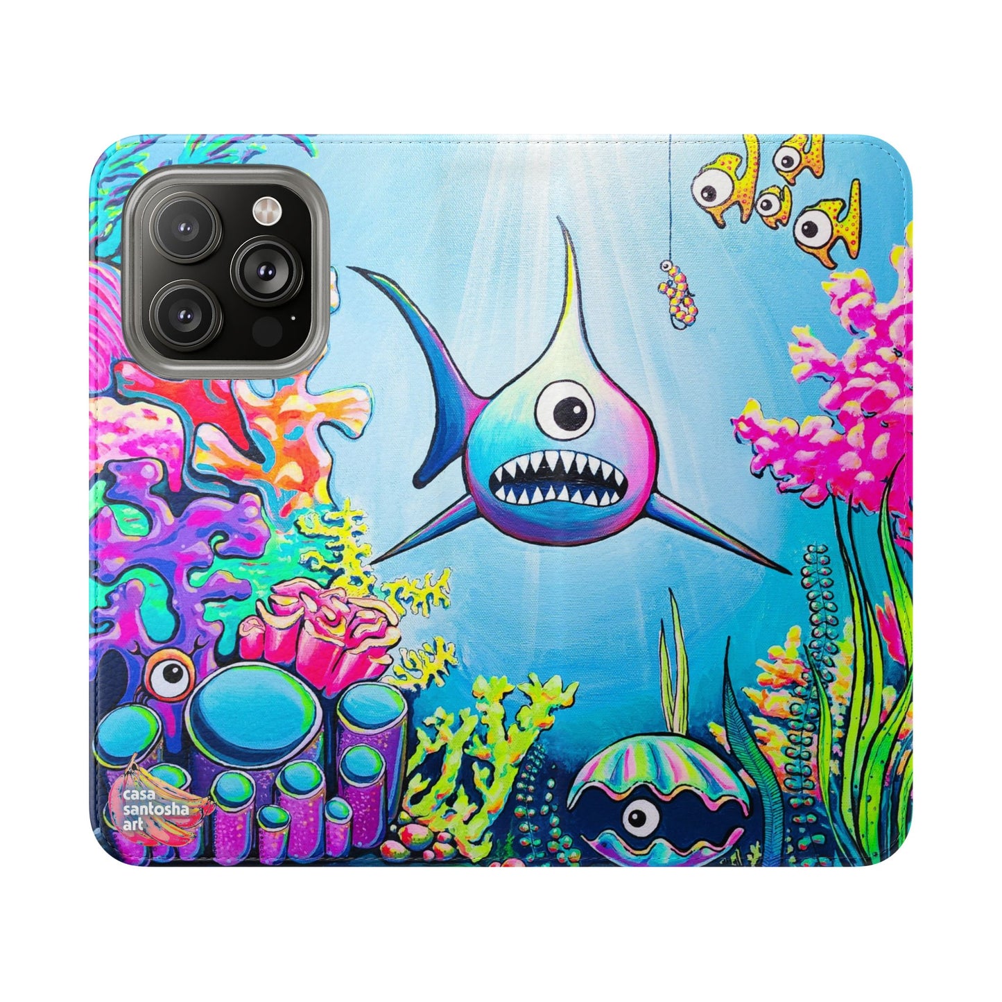 Cyclops Shark Flip Phone Case – Wallet Cover with Card Slots