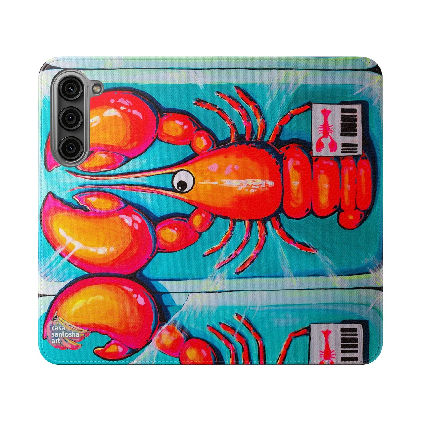 Neon Lobster Flip Phone Case – Wallet Cover with Card Slots