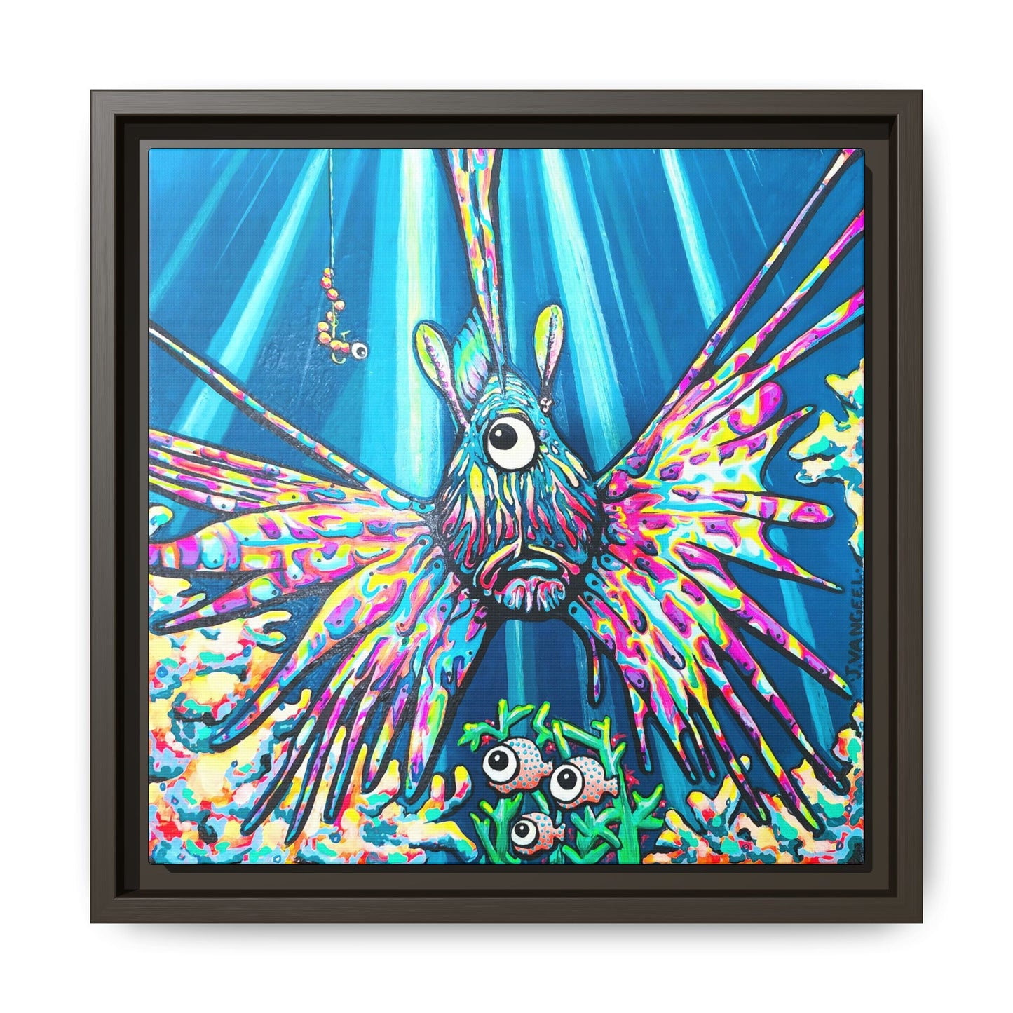 Framed Cyclops Lionfish Canvas Print