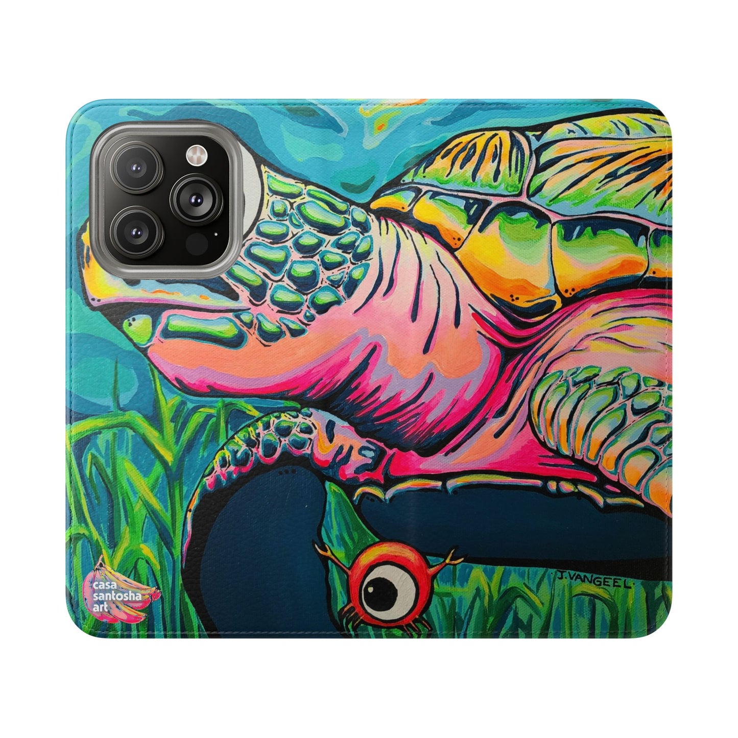 Cyclops Turtle Flip Phone Case – Wallet Cover with Card Slots