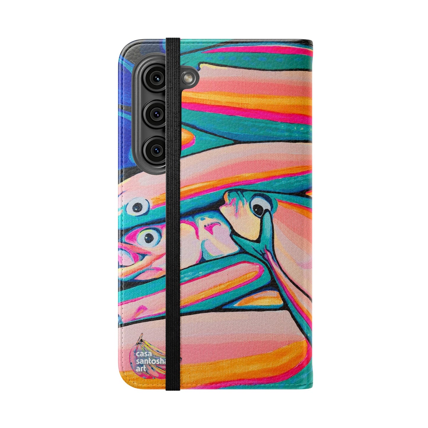 Neon Fish Flip Phone Case – Wallet Cover with Card Slots