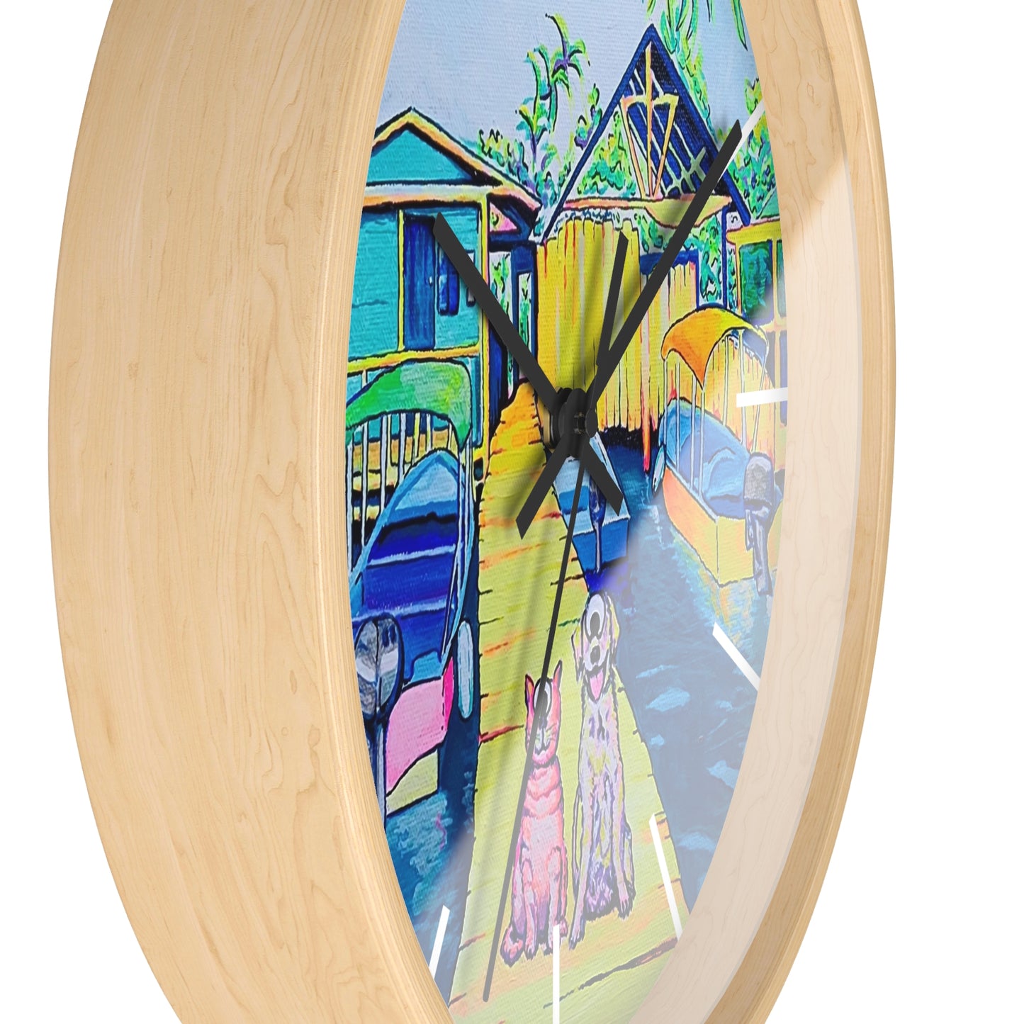Cyclops Cat and Dog in Bocas Pop Art Wall Clock