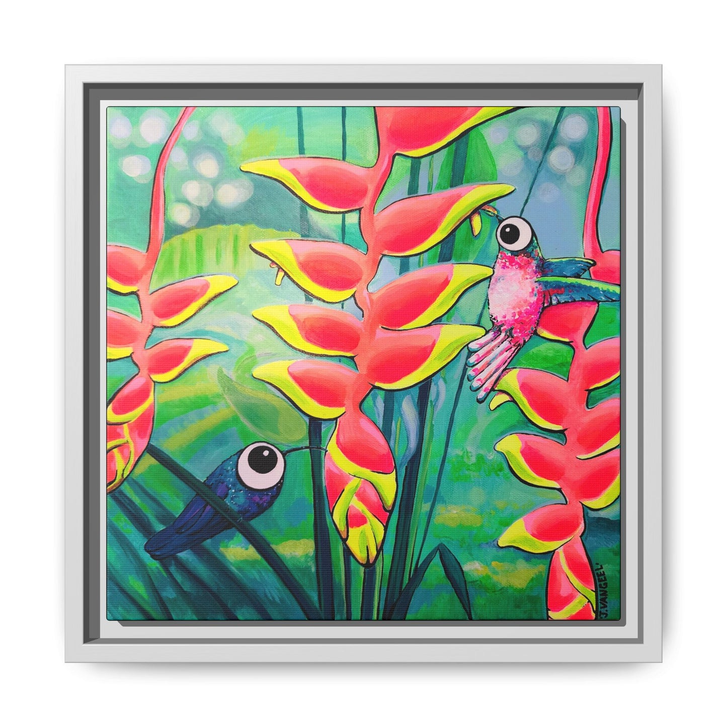 Framed Cyclops Hummingbirds Canvas Print